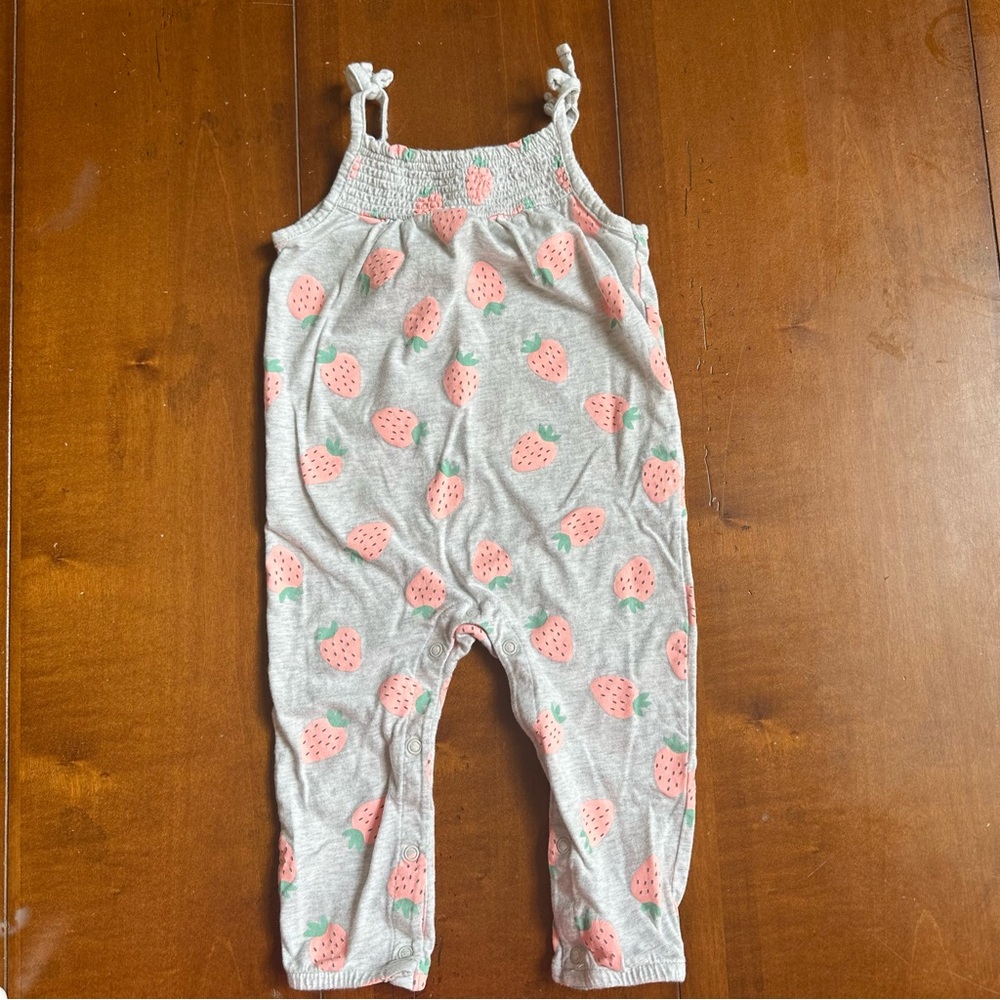 Carter’s Pink Strawberry-Print Knit Romper - Girls Size 18M